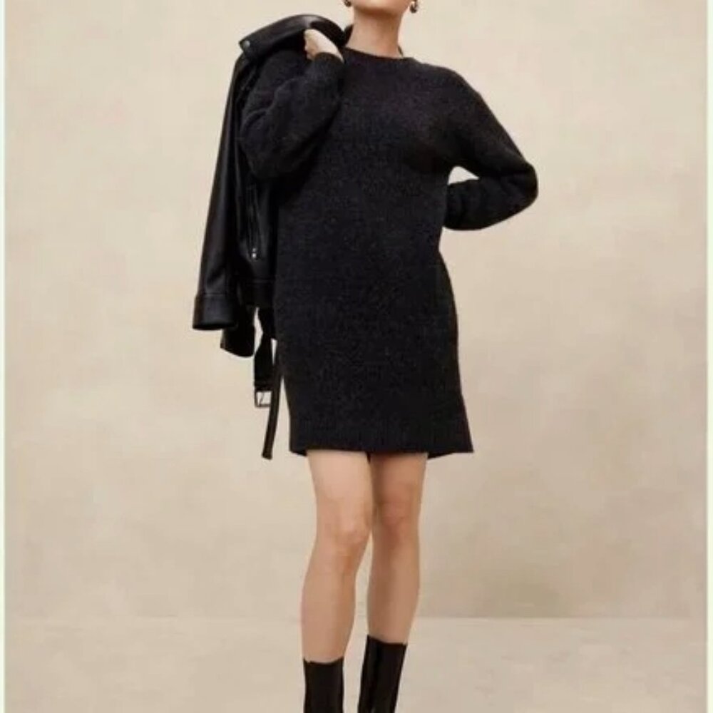 NWT Banana Republic Factory- Cozy Mini Sweater Dress (L, Dark Charcoal)